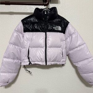 The North Face Black and Light Purple Puffer Jacket